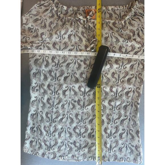 Tory Burch Sophie Coquette Off-the-Shoulder Peasant Blouse Silk boho top Sz-0 - Picture 5 of 10